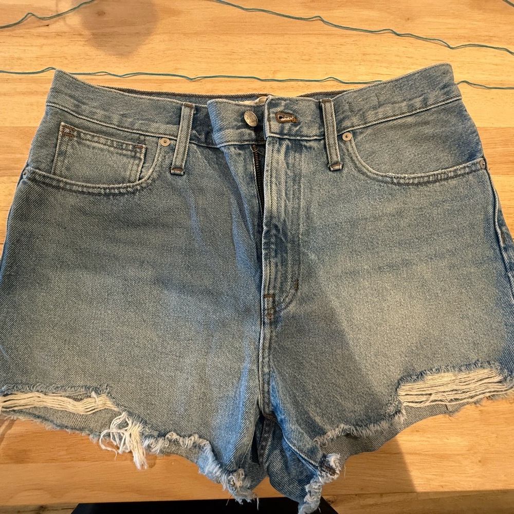 Madewell Blue Jean Shorts High-Waisted Distressed